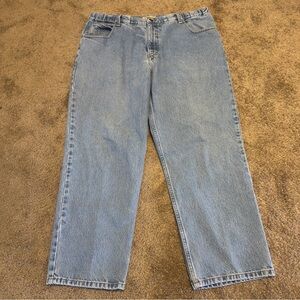 LL Bean Jeans Mens 40x29 Blue Denim Straight Leg Pockets Logo Casual